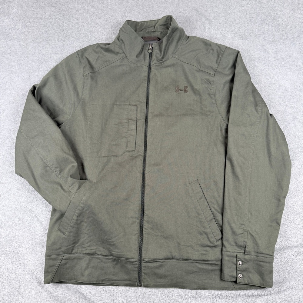 Under Armour Mens XL Olive Green Fleece Lined Tactical Full Zip Jacket 205381